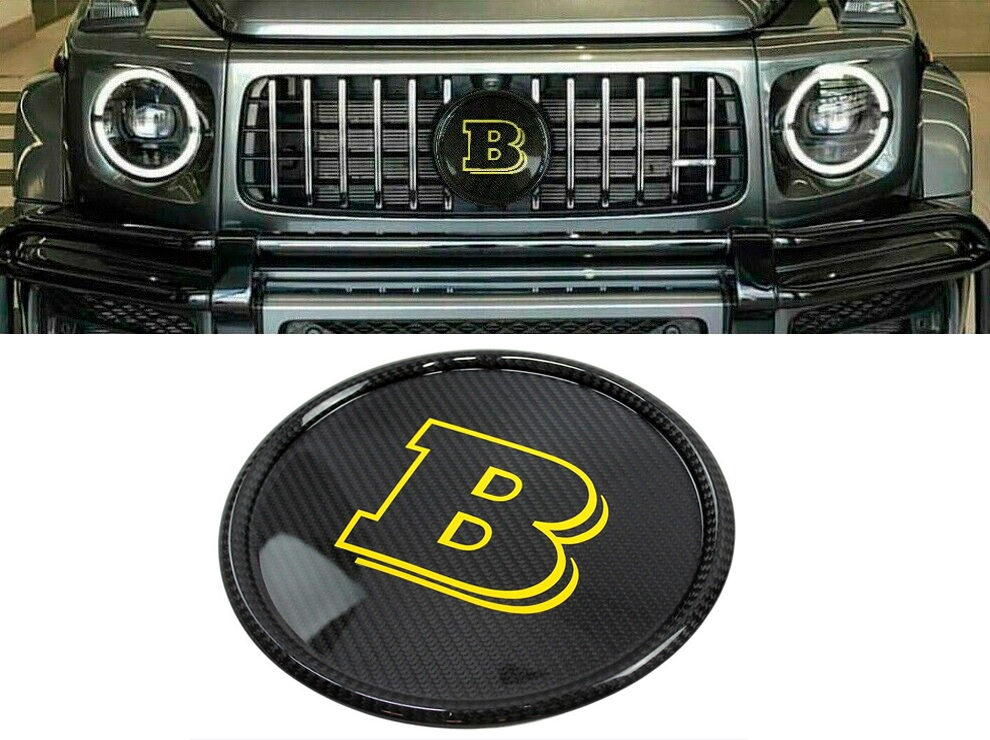 Mercedes W463A G-Wagon G63 G500 Front Grill Carbon Brabus Badge Yellow Logo